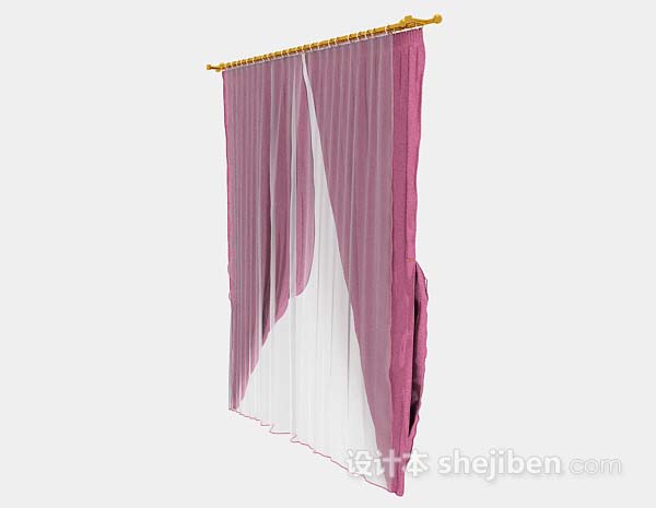 设计本粉色窗帘3d模型下载