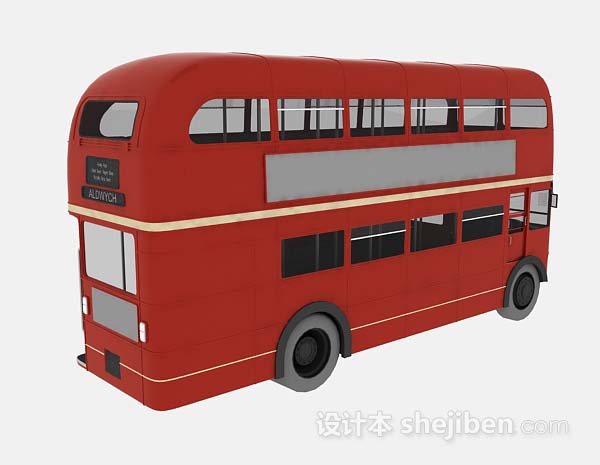 设计本红色双层巴士3d模型下载