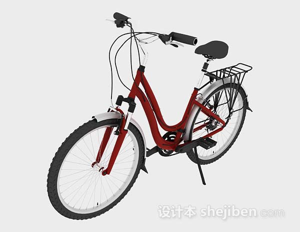 红色自行车3d模型下载
