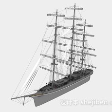 灰色帆船3d模型下载