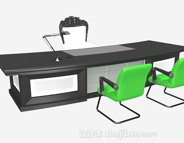 现代风格木质办公桌椅3d模型下载