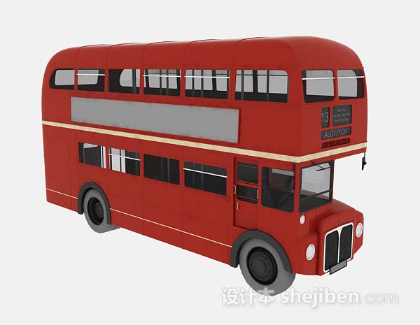 现代风格红色双层巴士3d模型下载