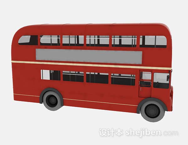 免费红色双层巴士3d模型下载