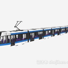 蓝白色电车3d模型下载