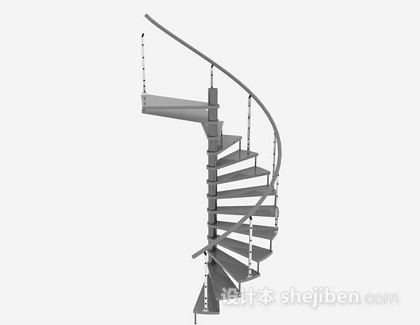 现代风格灰色旋转楼梯3d模型下载