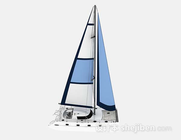设计本白色帆船3d模型下载