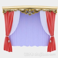 粉紫色窗帘3d模型下载