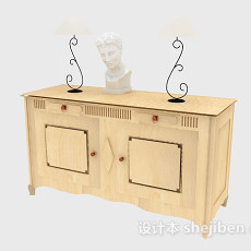 木质黄色厅柜3d模型下载