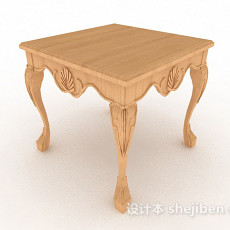 中式黄色木质餐桌3d模型下载