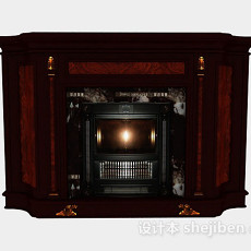 棕色壁炉3d模型下载