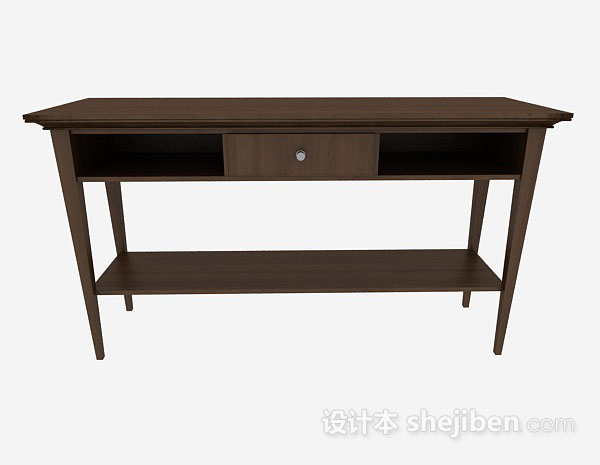 现代风格深棕色木质书桌3d模型下载