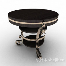 欧式黑色圆形餐桌3d模型下载