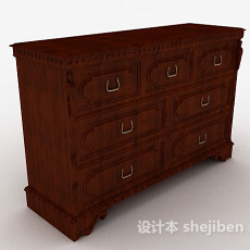 中式木质厅柜3d模型下载