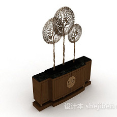 中式木质装饰厅柜3d模型下载