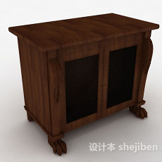 木质棕色厅柜3d模型下载