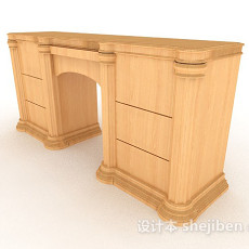 黄色木质书桌3d模型下载