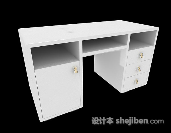 现代风格白色简约书桌3d模型下载