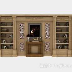 欧式书柜3d模型下载