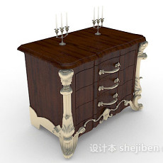 欧式木质厅柜3d模型下载