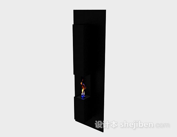 现代风格黑色简约壁炉3d模型下载
