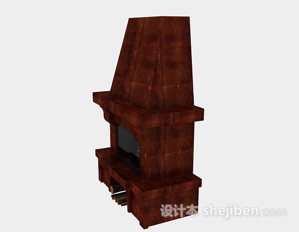 设计本棕色木质壁炉3d模型下载