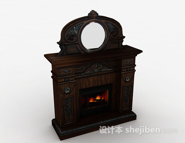 棕色木质壁炉