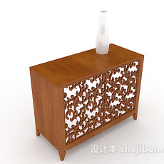 中式木质雕花厅柜3d模型下载