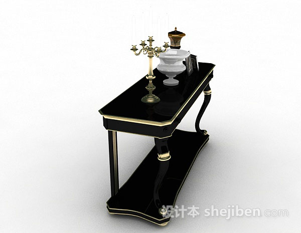 设计本黑色木质装饰摆设桌3d模型下载