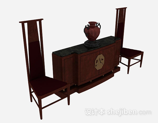 中式木质桌椅组合
