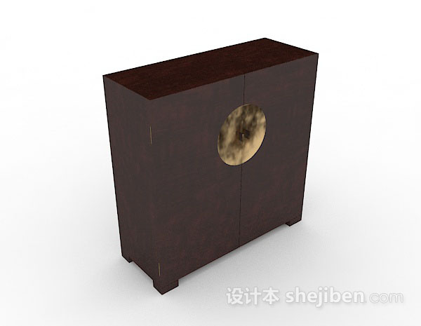 中式木质棕色衣柜