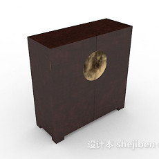 中式木质棕色衣柜3d模型下载