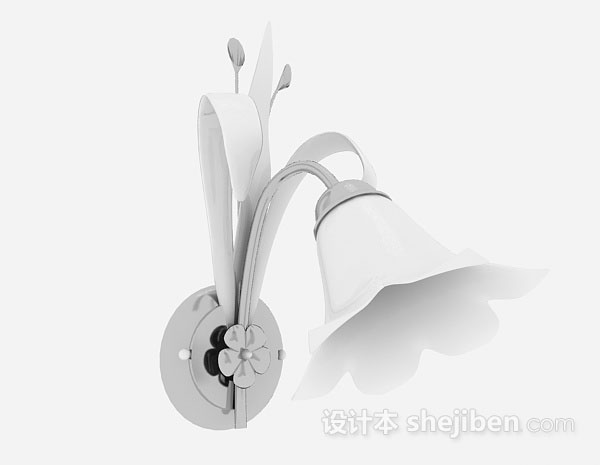 免费灰色花朵壁灯3d模型下载