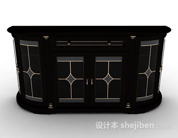 现代风格黑色厅柜3d模型下载