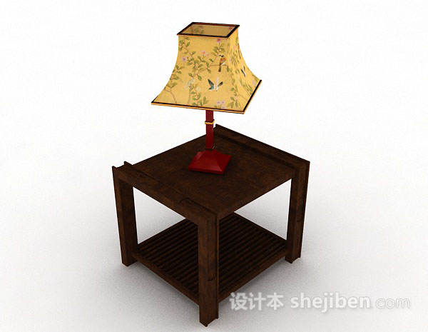 中式黄色台灯3d模型下载