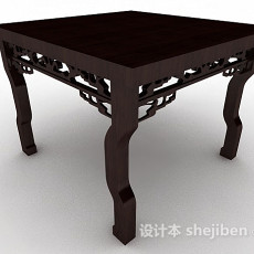 中式方形餐桌3d模型下载