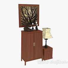 木质装饰厅柜3d模型下载