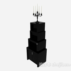 黑色木质个性厅柜3d模型下载