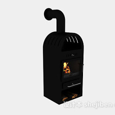 黑色壁炉3d模型下载