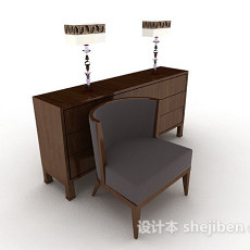 木质棕色家居椅3d模型下载