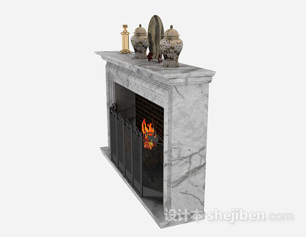 设计本灰色大理石壁炉3d模型下载
