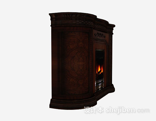 免费欧式棕色壁炉3d模型下载