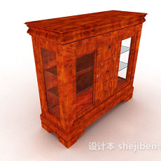 木质棕色展示柜3d模型下载