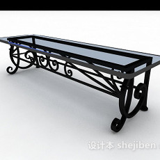 黑色铁艺餐桌3d模型下载