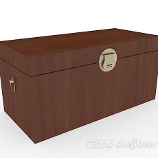 中式棕色木质衣箱子3d模型下载