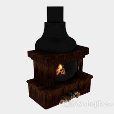 棕色壁炉3d模型下载