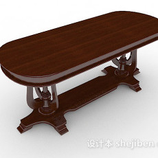木质棕色椭圆形餐桌3d模型下载