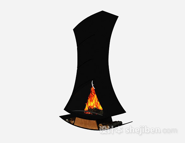 现代风格黑色个性壁炉3d模型下载