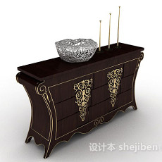 中式复古装饰厅柜3d模型下载