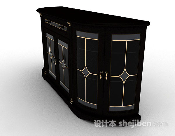 设计本黑色厅柜3d模型下载