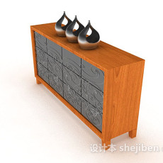 木质个性装饰厅柜3d模型下载